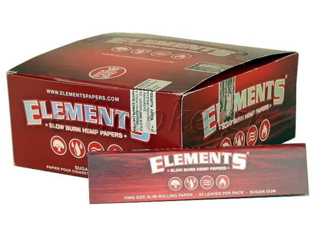 ELEMENTS Red Hemp Rolling Paper King Size Slim BOX
