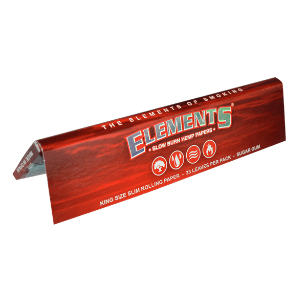 ELEMENTS Red Hemp Rolling Paper King Size Slim Standing from front