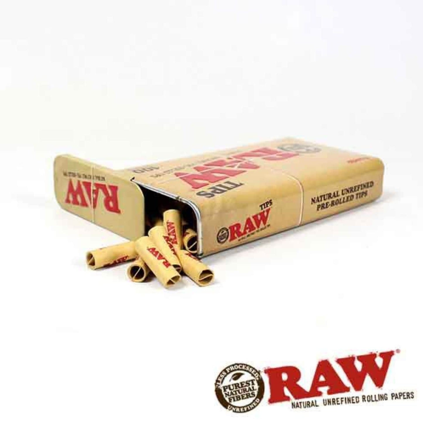 RAW Pre- rolled Filter Tips in Slider Box tips outside box