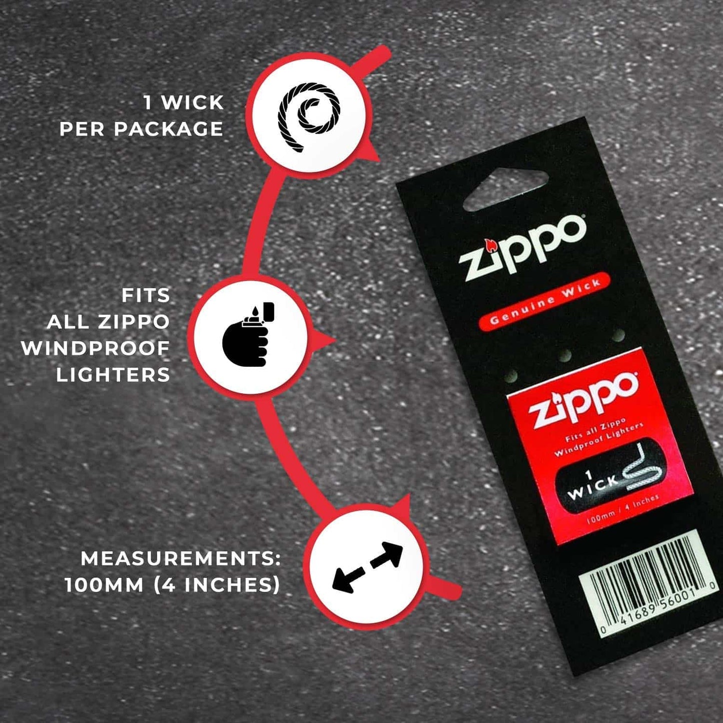 Zippo Wick 2425 Windproof Infographic