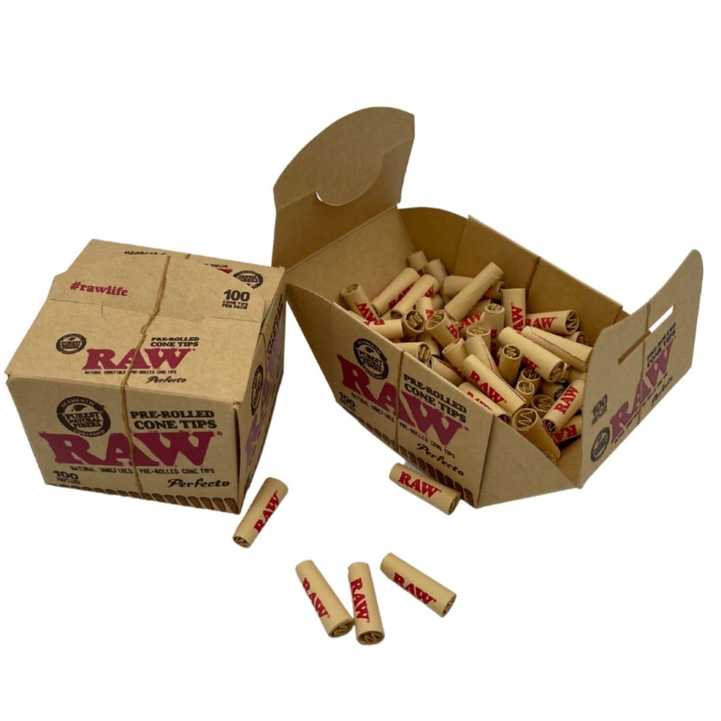 RAW Pre-rolled Cone Filter Tips - 100 Tips Open Box