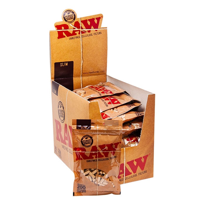 raw slim cellulose cigarette filter bag box