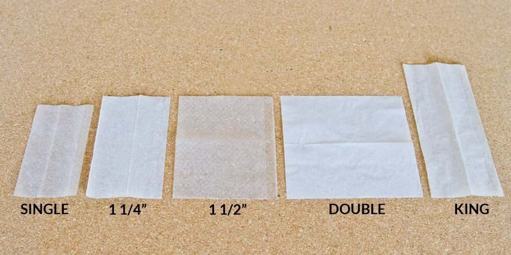 rolling paper size chart with papers
