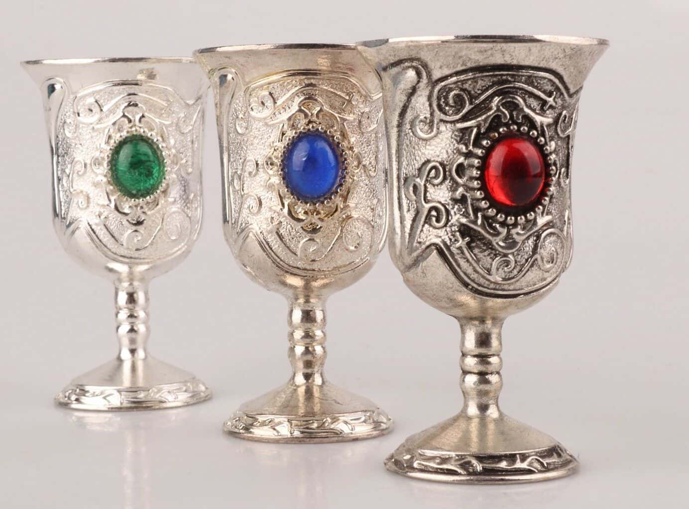 silver plated shot glasses set
