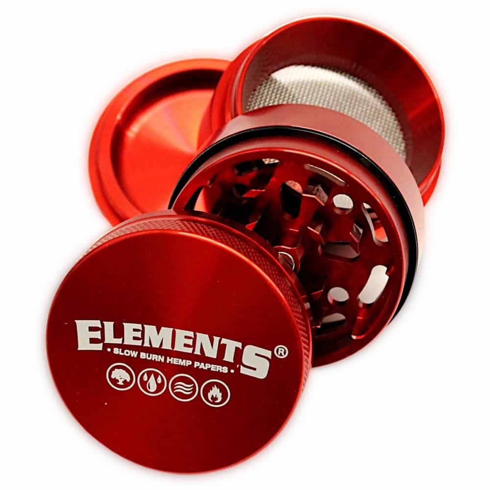 Elements Red Aluminum Herb Crusher opened