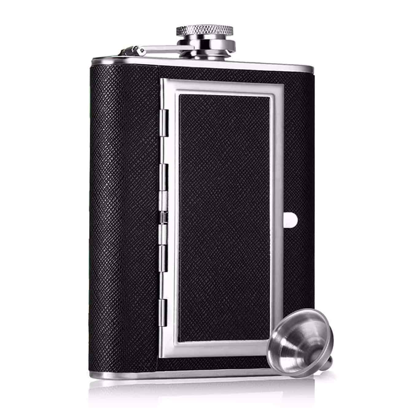 Portable Liquor Hip Flask with Cigarette Case