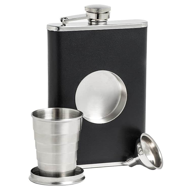 hip flask with shot glass