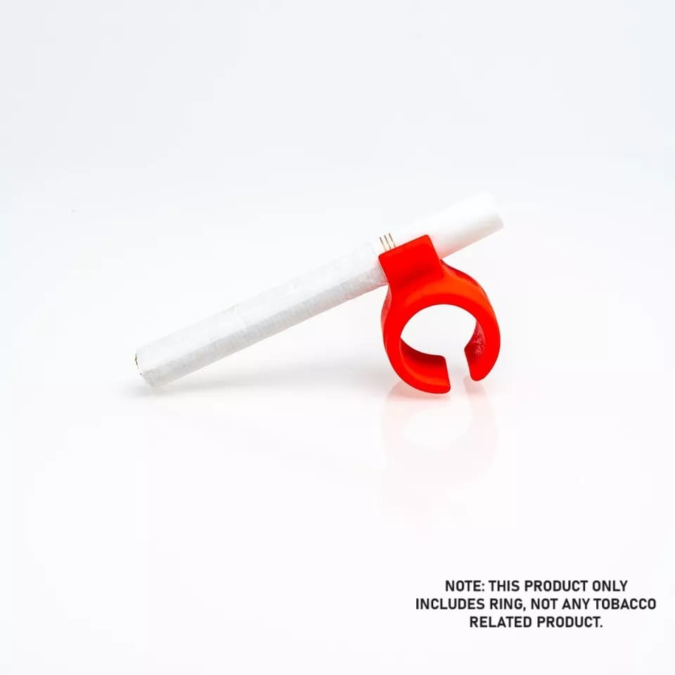 Silicon Smoker Ring Red with Cigarette