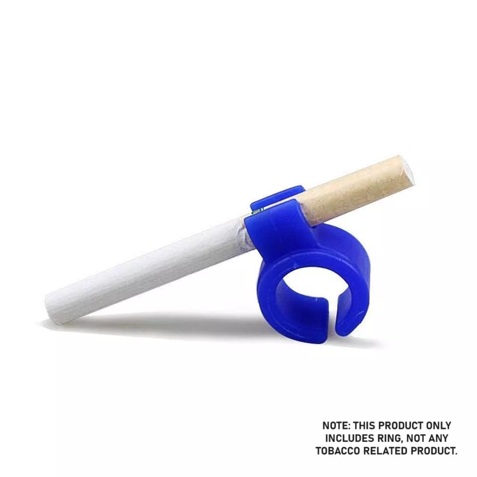 Silicone Smoke Ring Blue with Cigarette