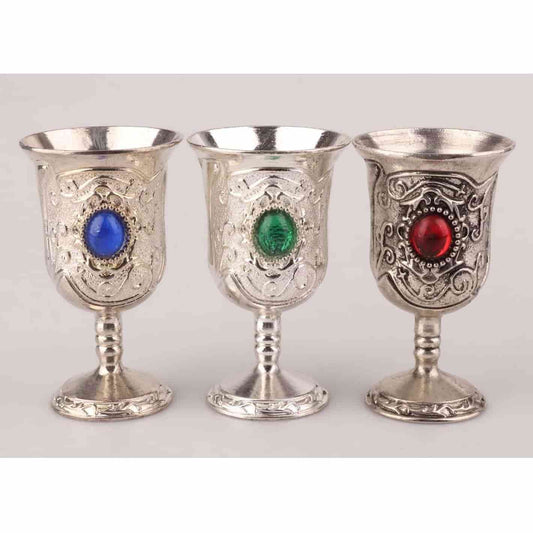 silver plated gemstone shot glasses