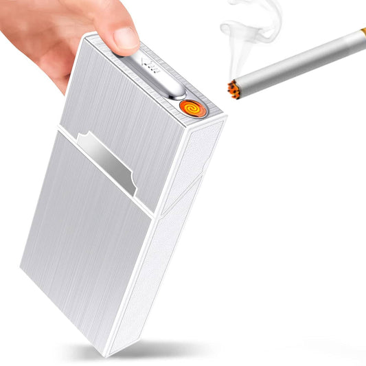 Slim cigarette case with lighter