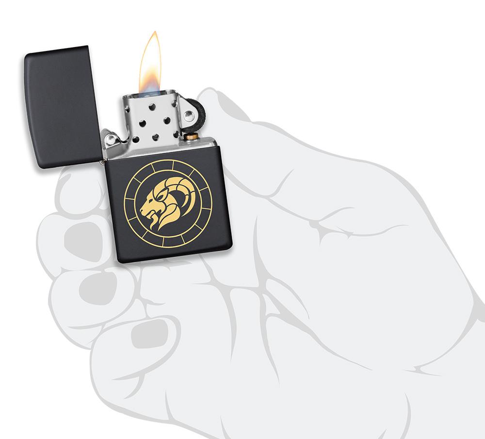 Zippo Lighter - Capricorn Zodiac Sign Design in hand