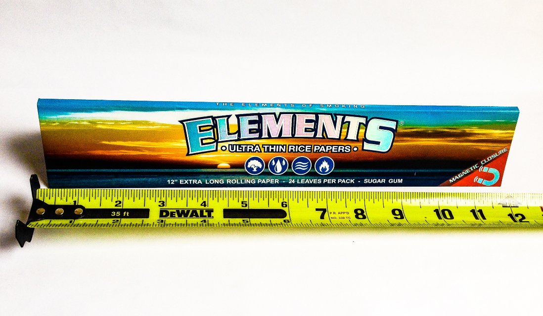 Elements 12 inch cigarette rolling paper with inch tape