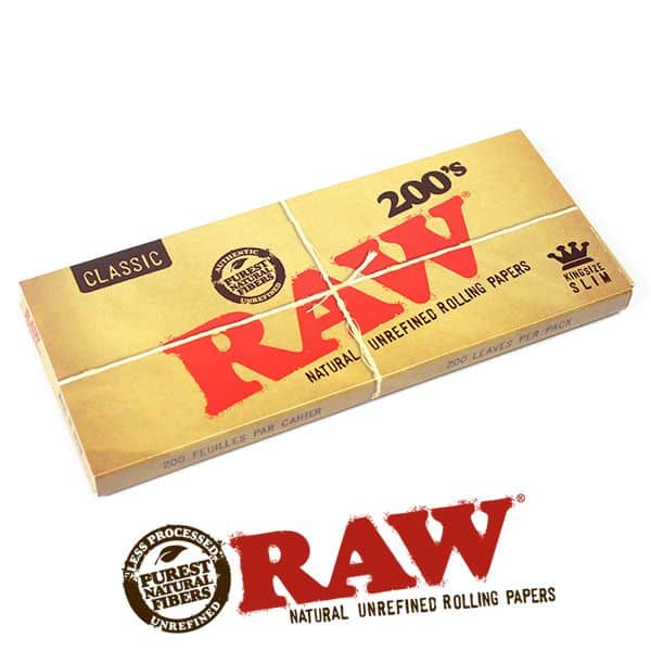 raw 200s sheet rolling paper king size slim