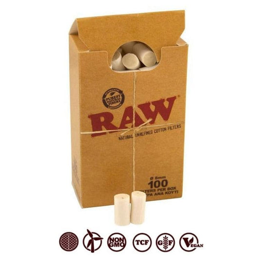 RAW Cotton Filter Tips Box 8mm
