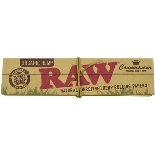 RAW Organic Hemp Connoisseur King Size Rolling Papers with Tips