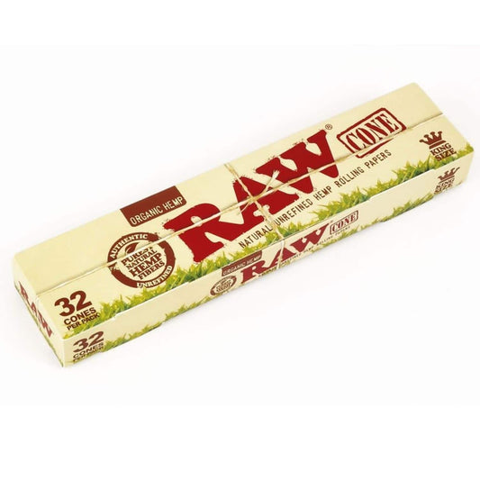 RAW Organic Prerolled Cones King Size - 32 Perfect roll Cones 