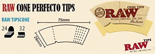 RAW Perfecto Cone Filter Tips dimensions and raw tipscone