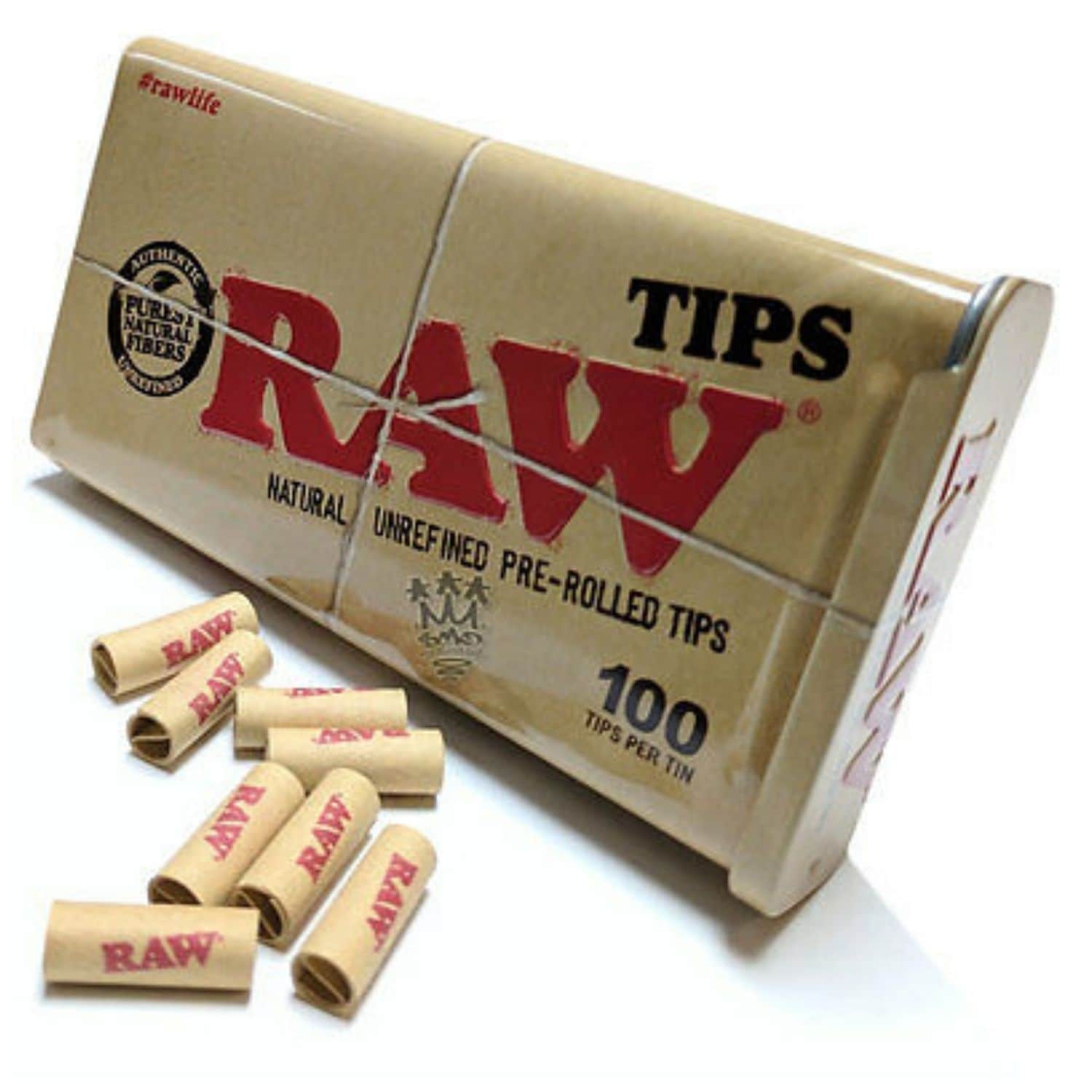 RAW Pre- rolled Filter Tips in Slider Box - 100 Tips