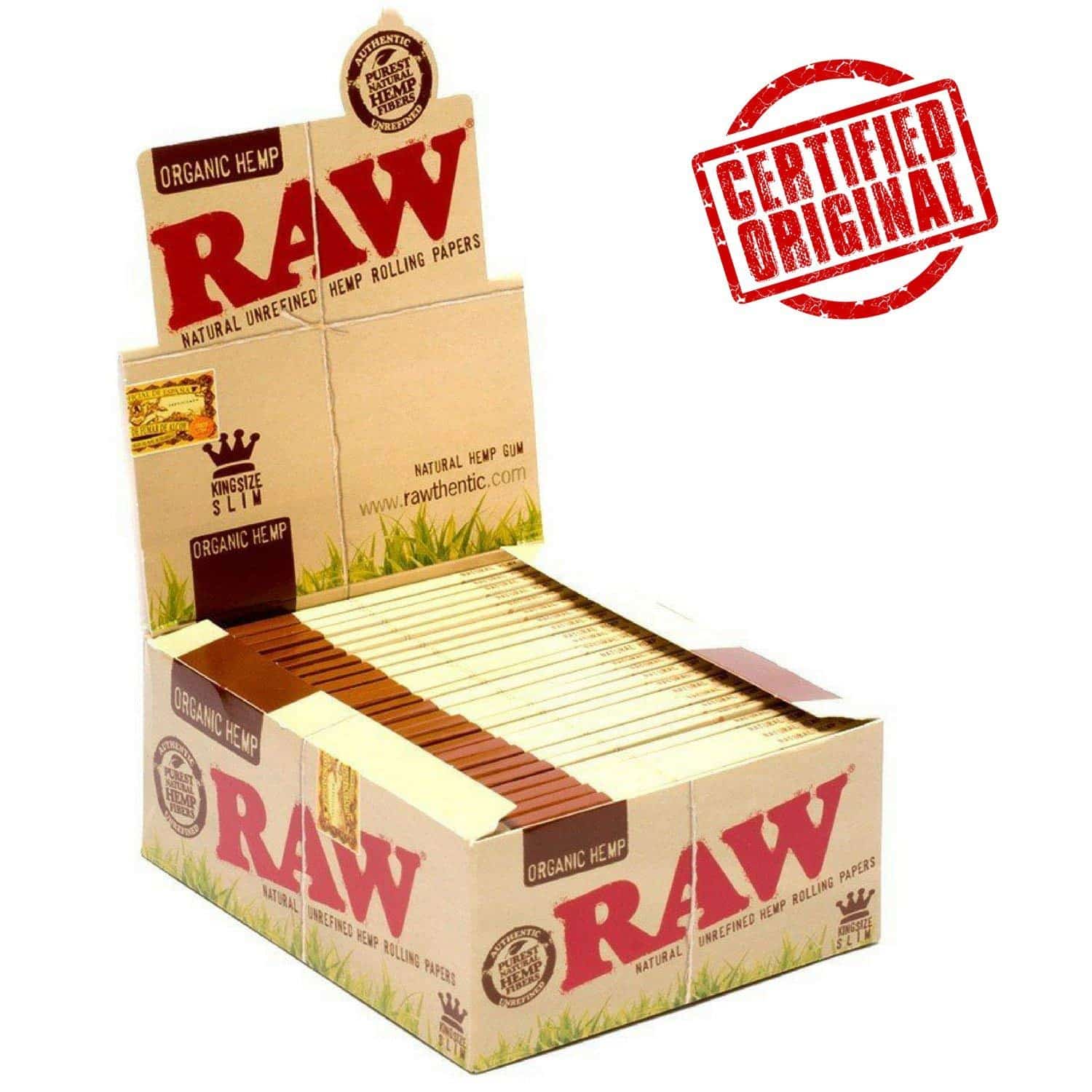 Raw Organic Hemp King Size Slim Rolling Paper Box