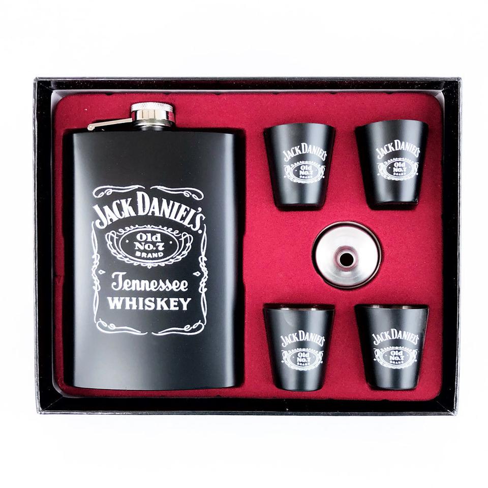 Jack Daniel's Hip Flask & Shot Glasses Gift Set