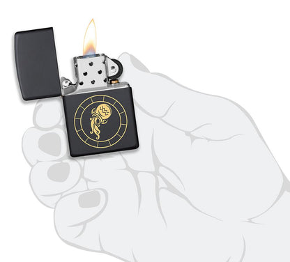 Zippo Lighter - Aquarius Zodiac Sign Design in hand