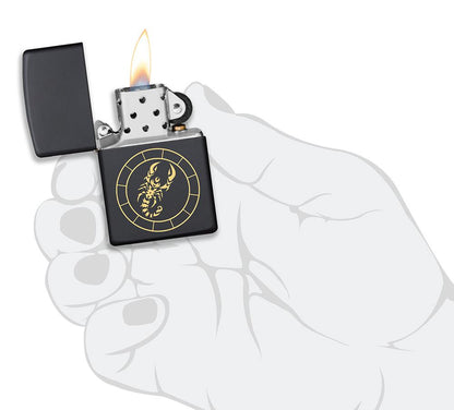 Zippo Lighter - Scorpio Zodiac Sign Design in hand