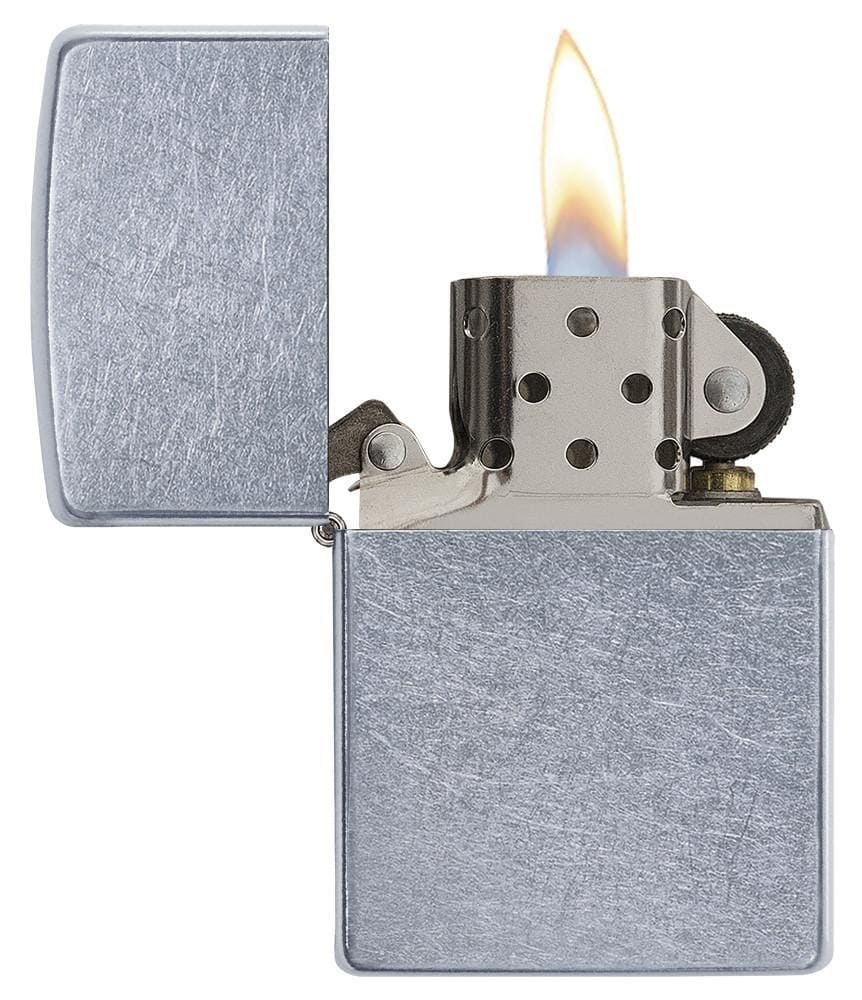 Zippo Street Chrome Pocket Lighter - Lit