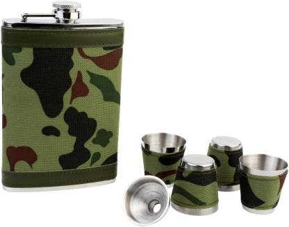 Army Camouflage Hip Flask & Shot Glasses