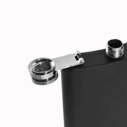 black stainless steel hip flask opened