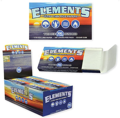 elements 300s rolling paper 1 1/4 size pack and box