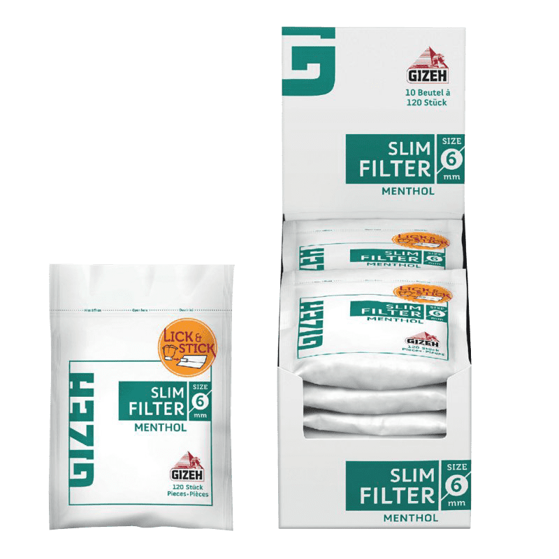 GIZEH Menthol Slim Filters - 15mm x 6mm – SmokeMart