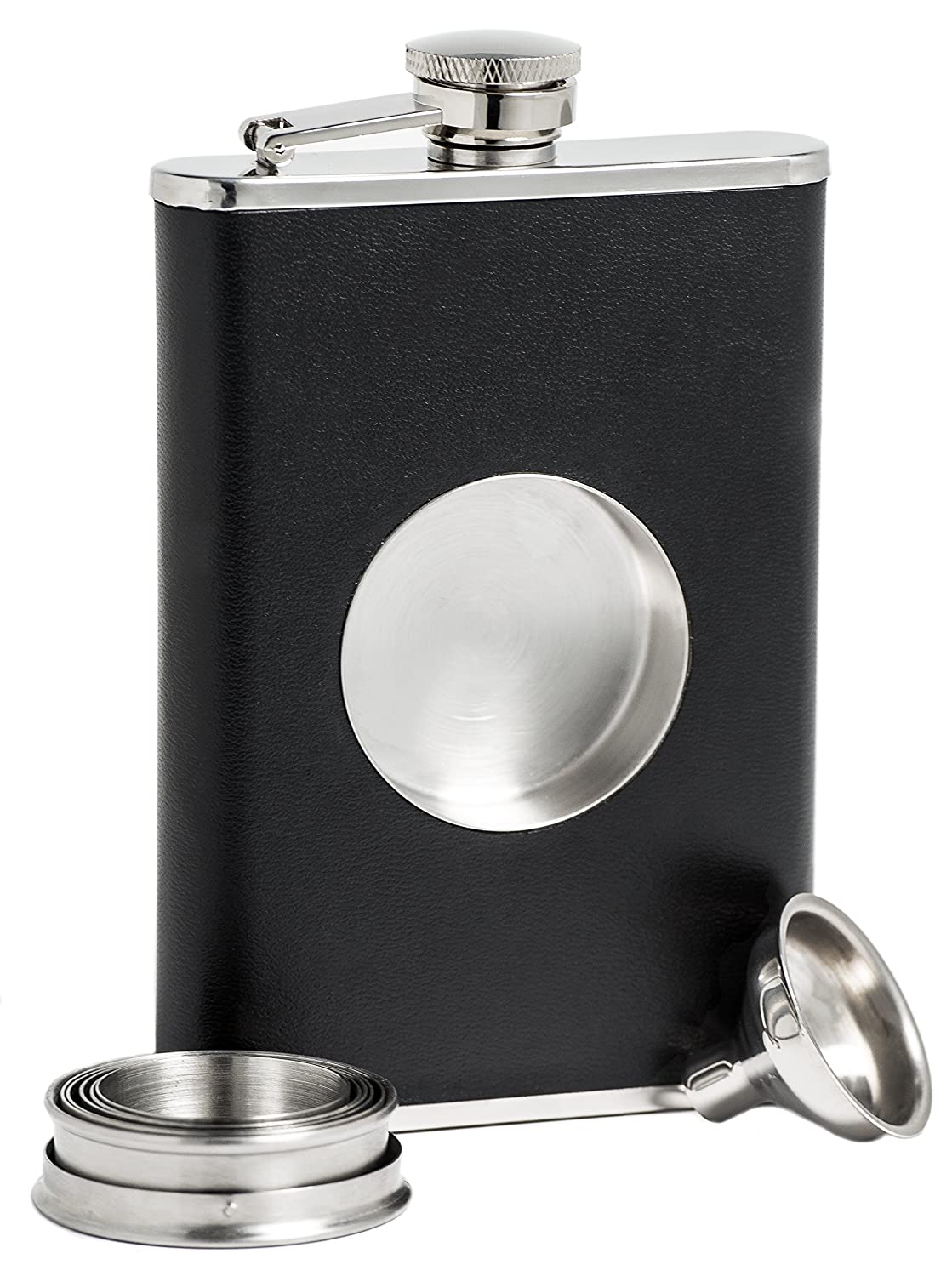 Hip Flask with Built-in Collapsible Shot Glass