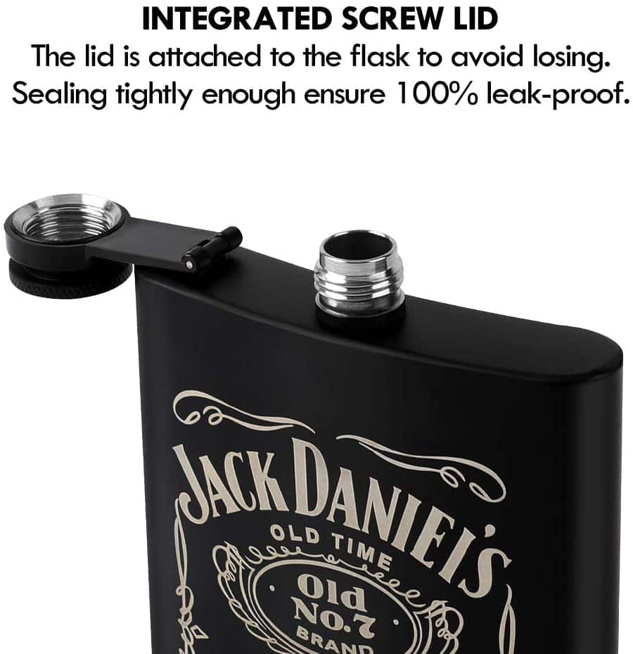 jack daniels black whisky flask leak proof