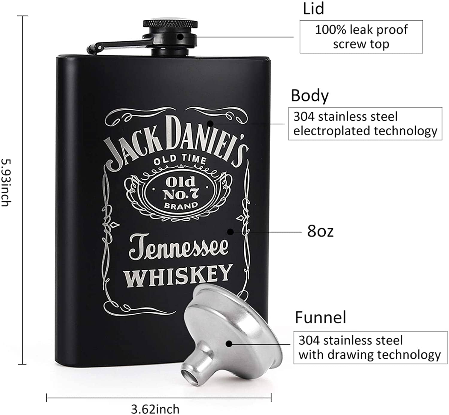 jack daniels black whisky flask infographic