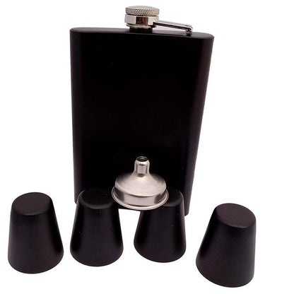 Matte Black Hip Flask & Shot Glasses