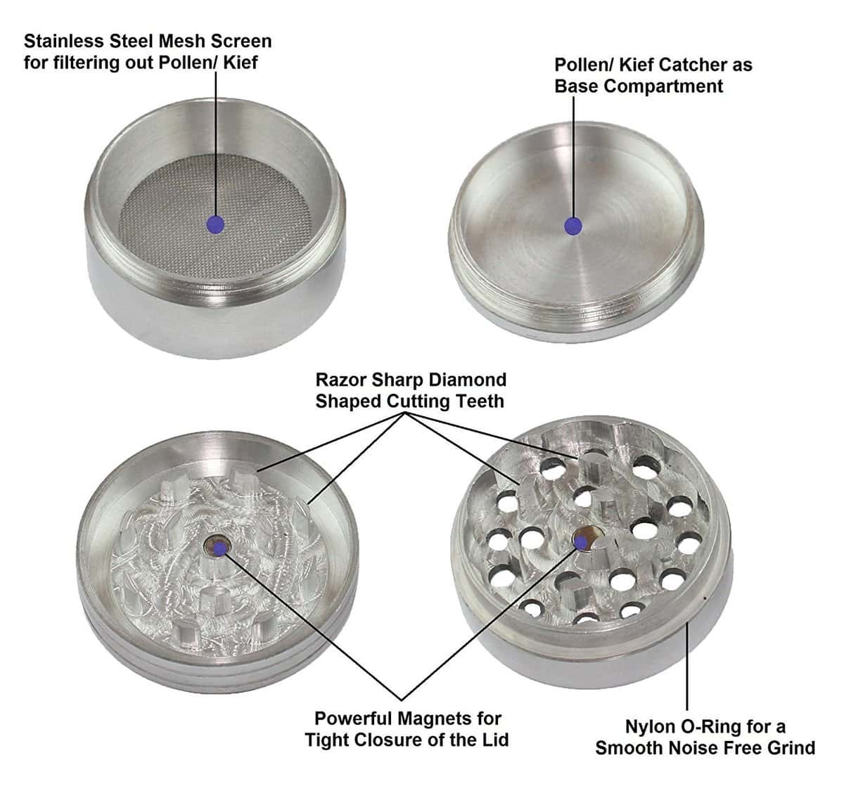 RAW Aluminum Grinder Crusher - 56mm Information