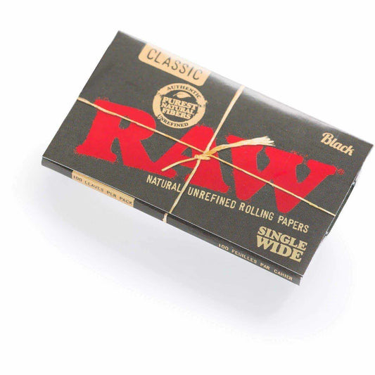 RAW Black Single Wide Rolling Paper - 100 Leaves