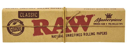 Raw Masterpiece Kingsize Slim Rolling Paper with Pre-Rolled Tips Pack