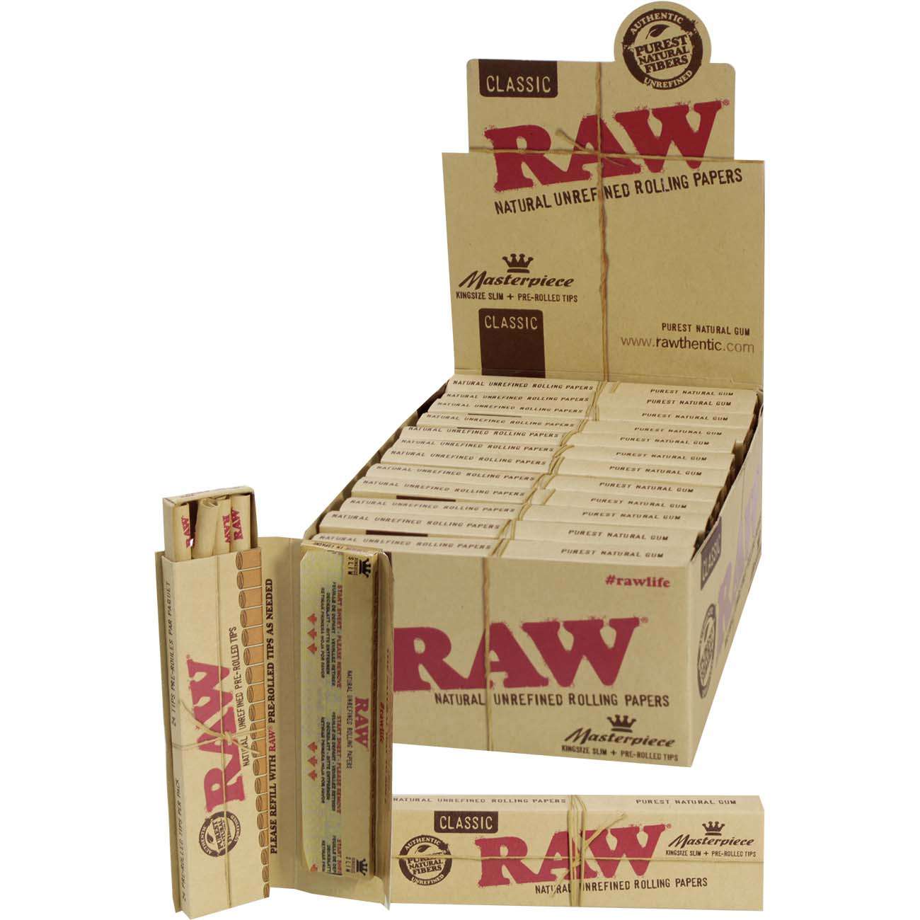 raw masterpiece rolling paper kingsize slim box and pack