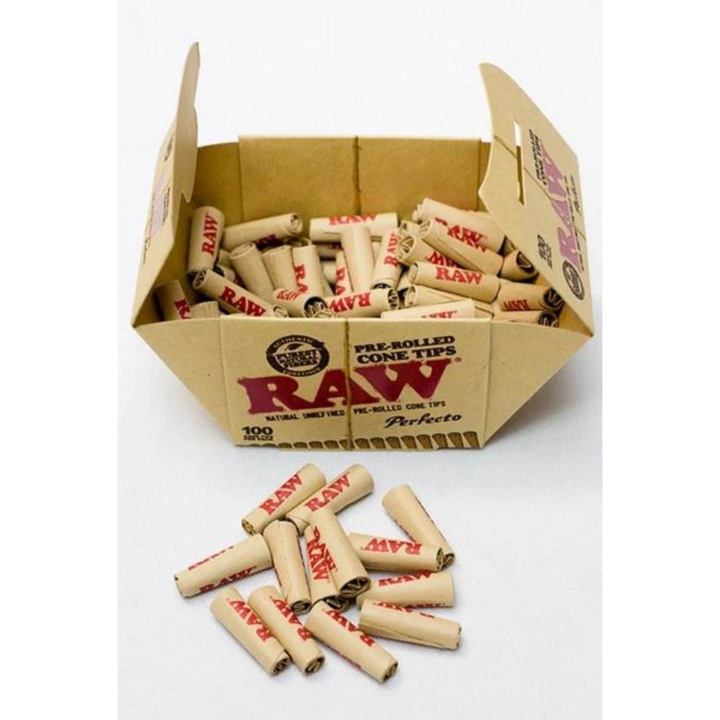 RAW Pre-rolled Cone Filter Tips - 100 Tips Open Box