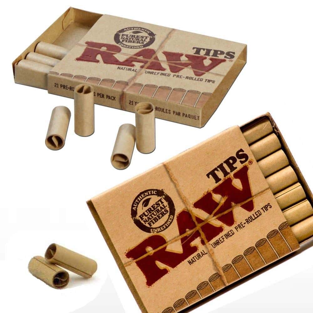 RAW Pre-rolled Filter Tips - 21 Tips Open pack