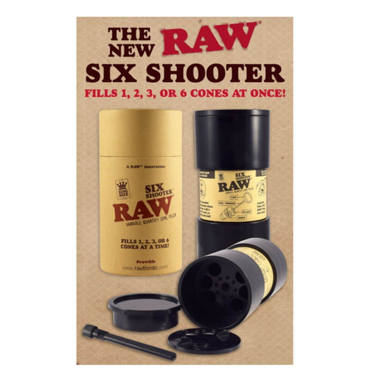 RAW Six Shooter - King Size Cone Filler Infographic