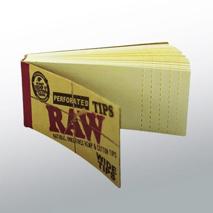 raw wide perforated filter tips open booklet