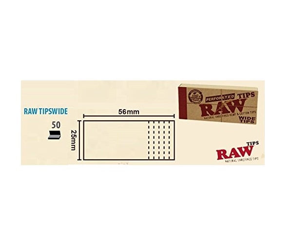 raw wide perforated filter tips measurements and dimensions