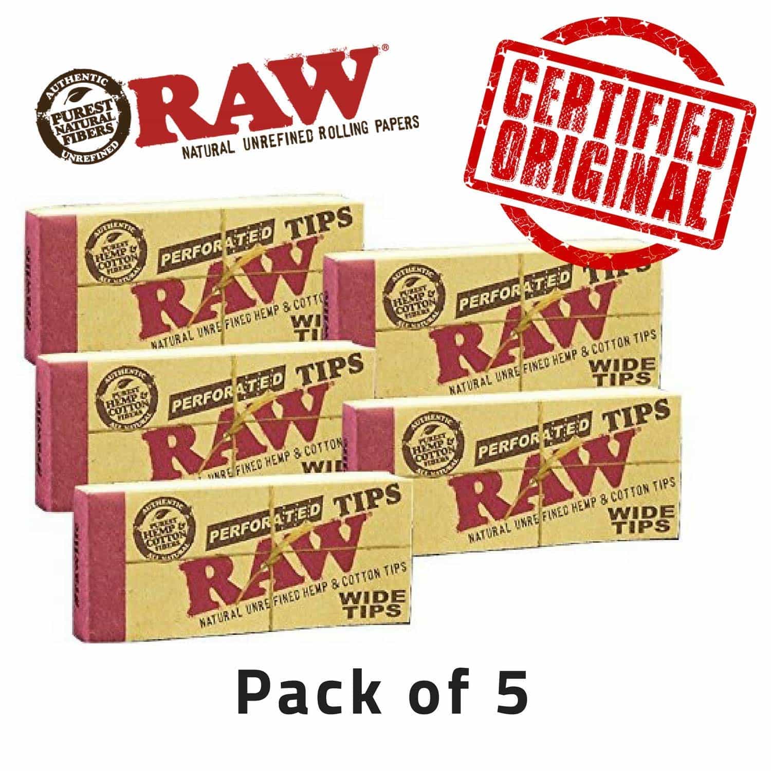 raw wide perforated filter tips pack of 5