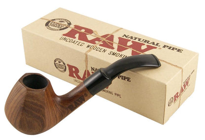 raw wooden smoking pipe with box