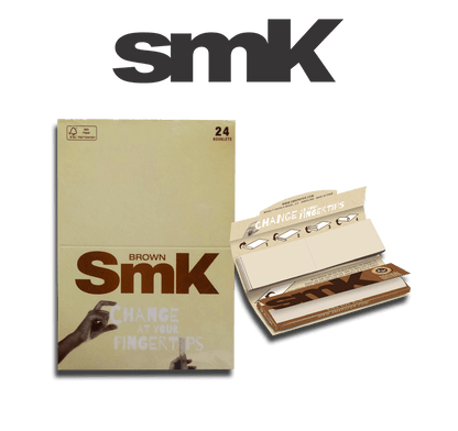 smk brown connoisseur rolling paper with tips box