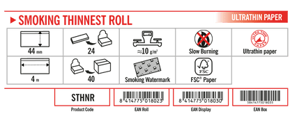 Smoking thinnest rolls dimensions